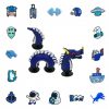 Blue Style 17PCS/Set Bus Luggage Spaceship Alien Unicorn Croc Charms Dragon Shoe Charms For Croc